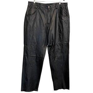 Wilson's Leather M. Julian Black Genuine Leather Pants Mens Size 38 Motorcycle